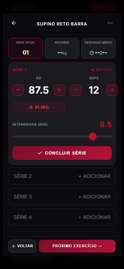 Tela de registro de série
