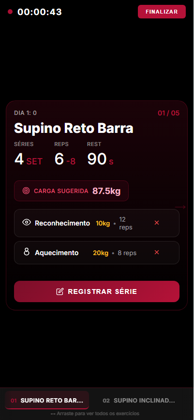 Tela de treino iniciado
